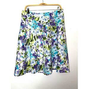 Allison Taylor Floral Linen Skirt Size 10
